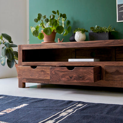 Mid-Century Modern Solid Wood TV Stand