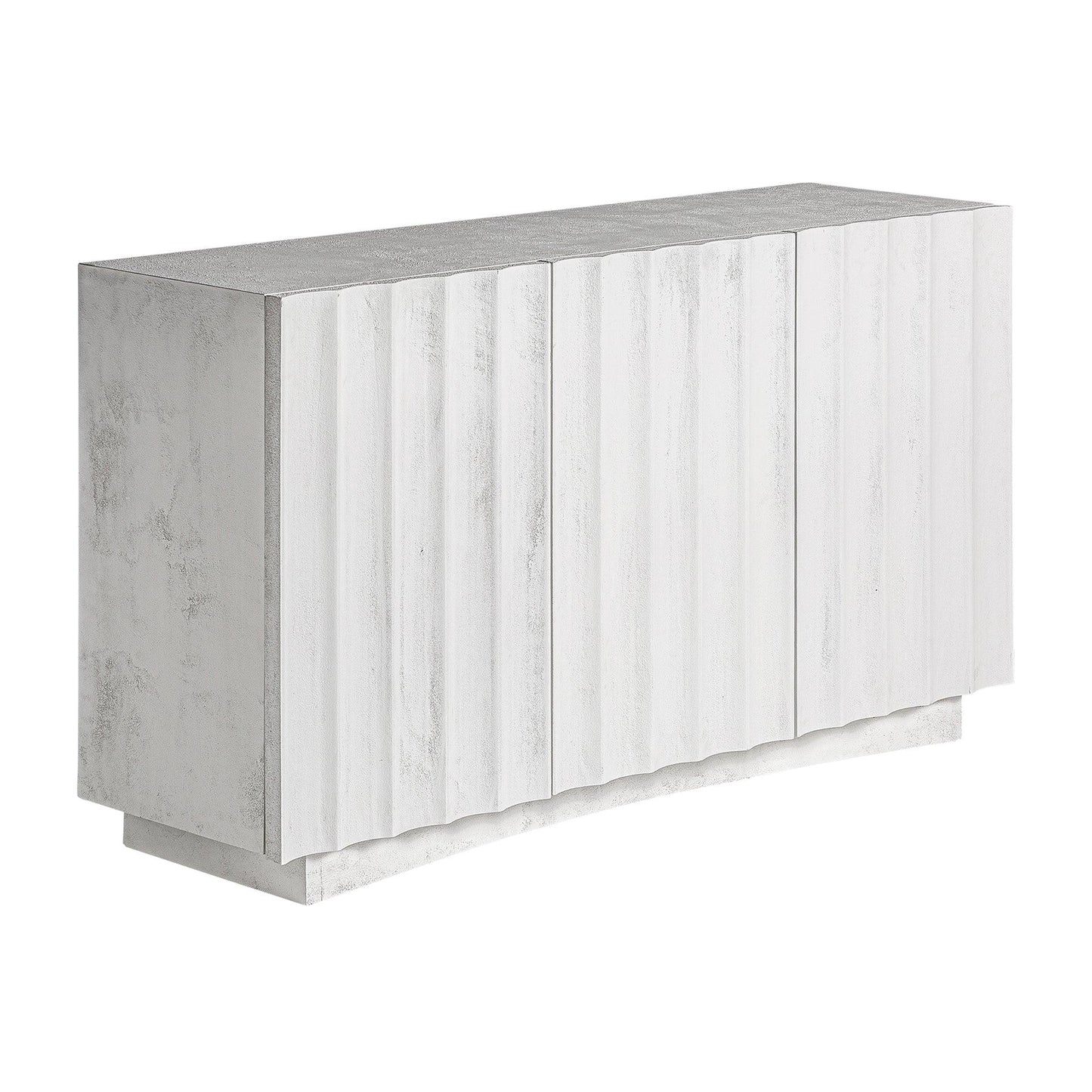 Rhea Solid Mango wood Sideboard with 3 Door in White Wash Finish