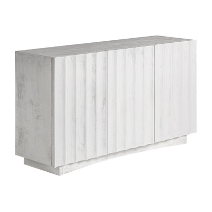 Rhea Solid Mango wood Sideboard with 3 Door in White Wash Finish