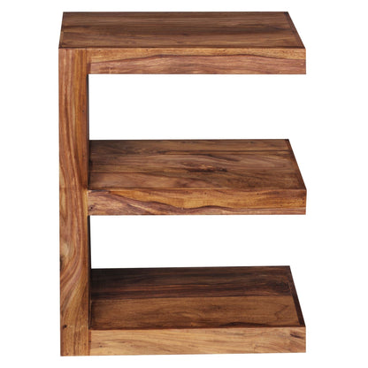 E- Shaped Solid Sheesham Wood Side Table