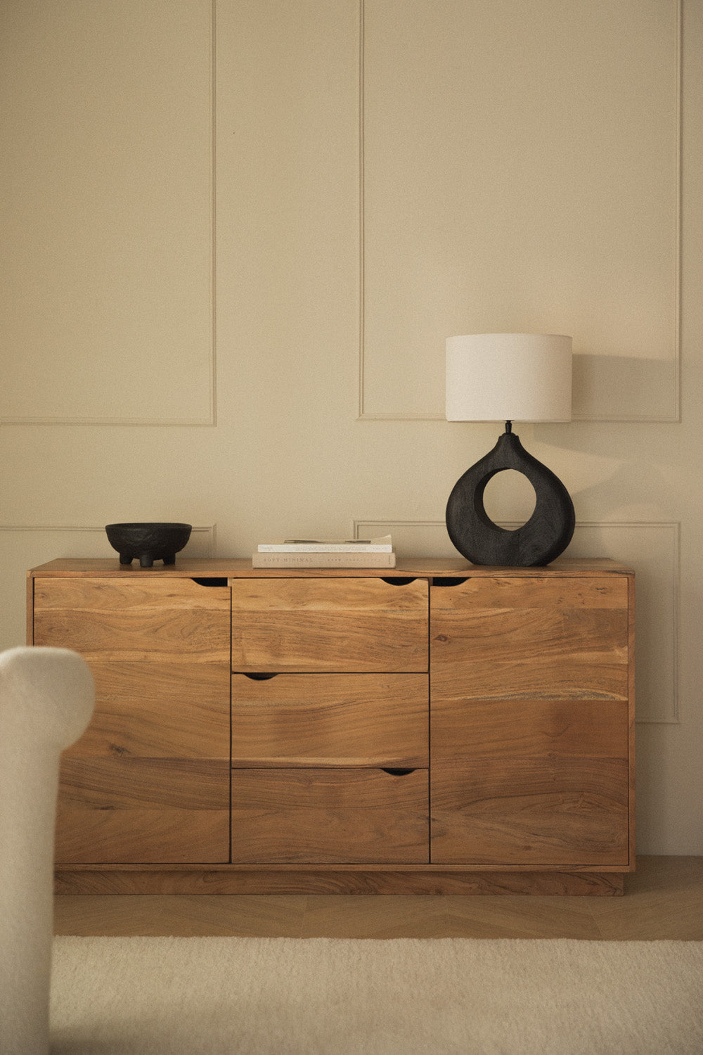 Rustic Live-Edge Style Solid Wood Sideboard