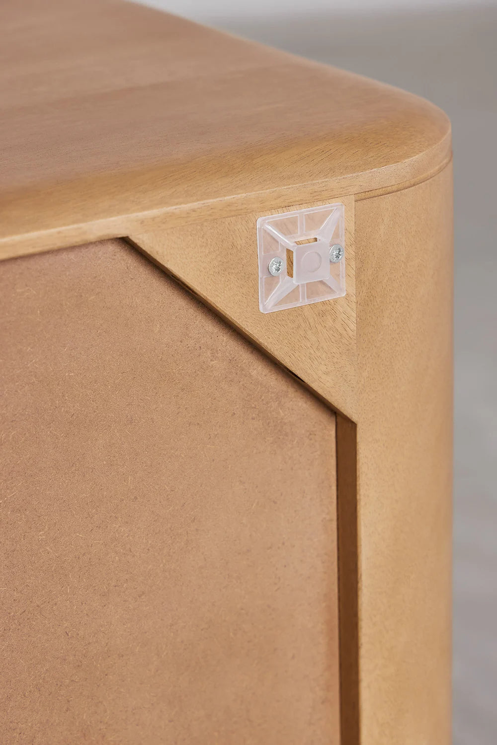 Sculptural Solid Mango Wood Sideboard With 3 Door in White Wash Finish