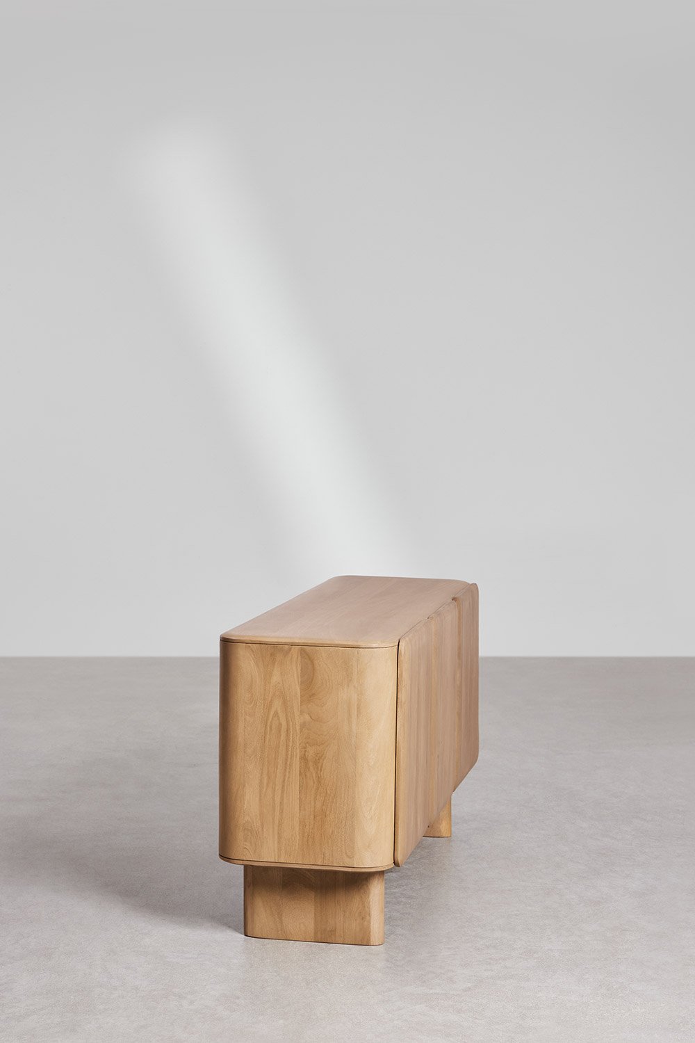Sculptural Solid Mango Wood Sideboard With 3 Door in White Wash Finish