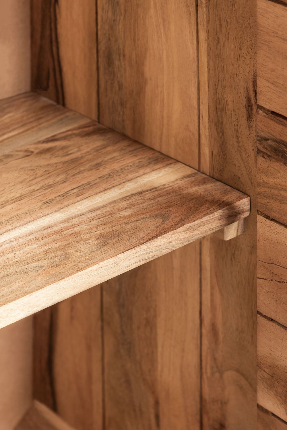 Zig-Zag Texture Solid Acacia wood Sideboard with 3 Door in Natual Finish