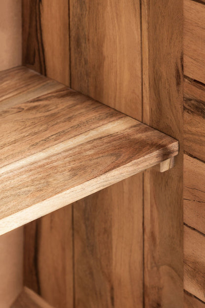 Zig-Zag Texture Solid Acacia wood Sideboard with 3 Door in Natual Finish