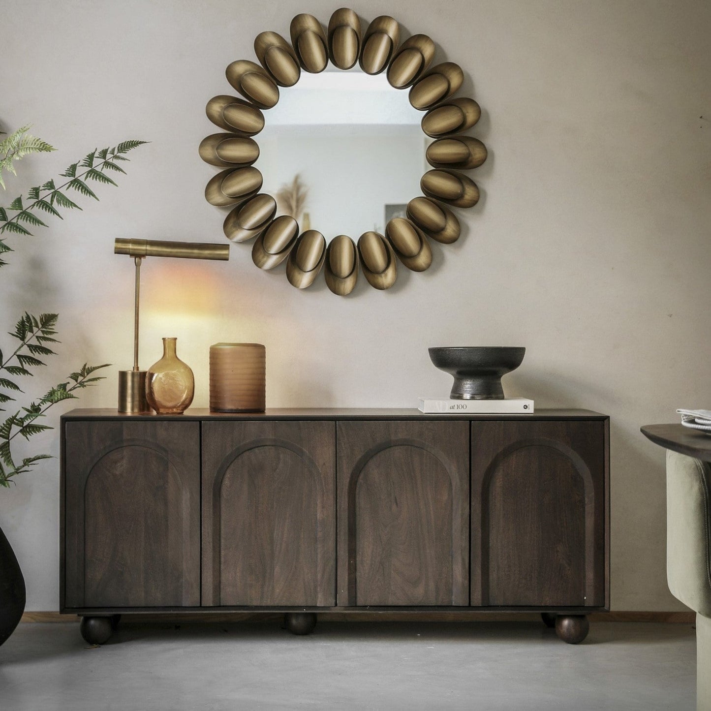 UrbanAura Wooden Sideboard With 4 Door in Dark Finish