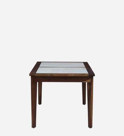 Gistel Sheesham Wood 6 Seater Dining Set In Scratch Resistant Provincial Teak Finish With Marble Top