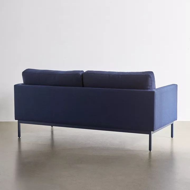 Helios Modern Navy Blue Upholstered 2-Seater Sofa