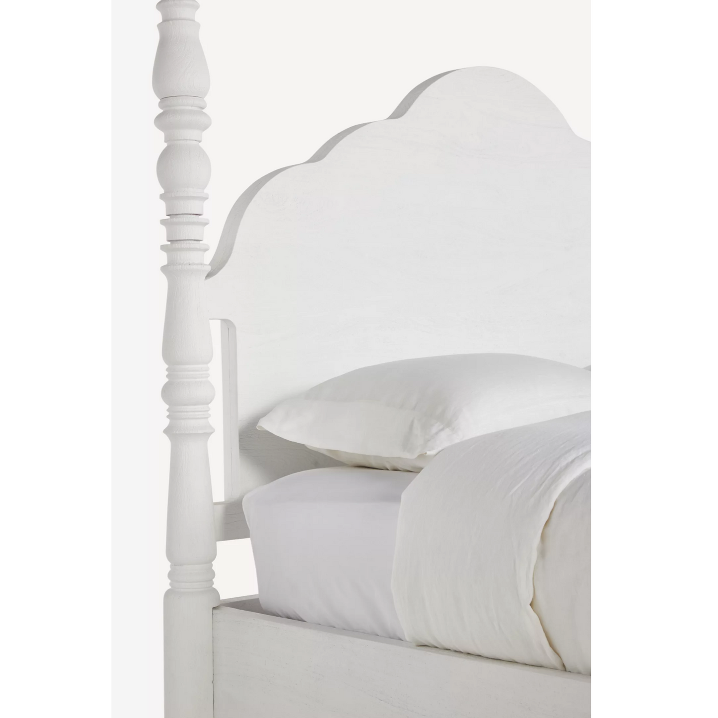 Tiana Solid Mango Wood King Size Non Storage Bed in White Finish