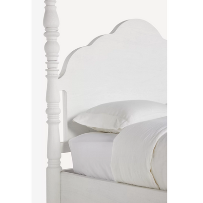 Tiana Solid Mango Wood King Size Non Storage Bed in White Finish
