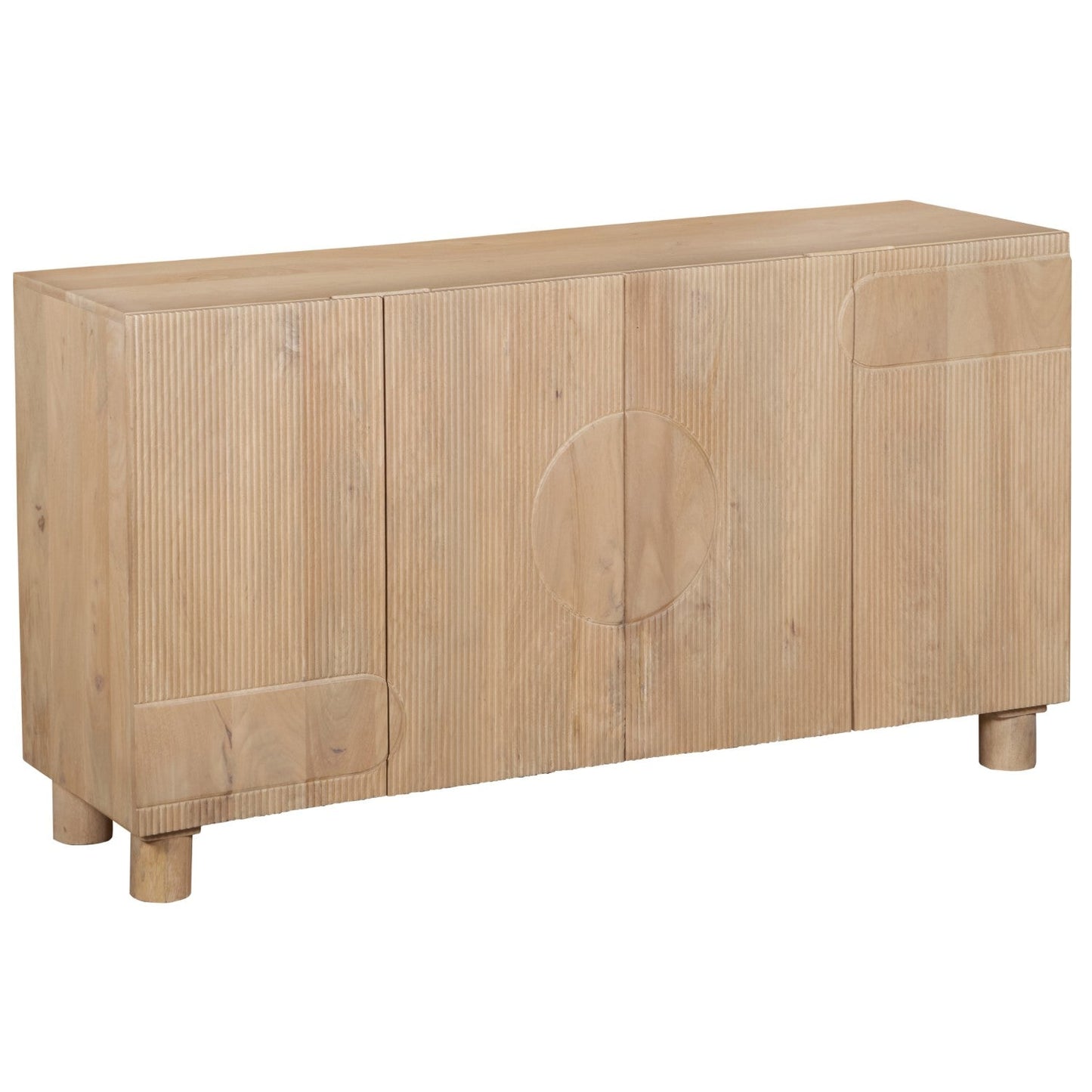 Amaze Contemporary Solid Mango Wood Sideboard with 4 Door in White Wash Finish