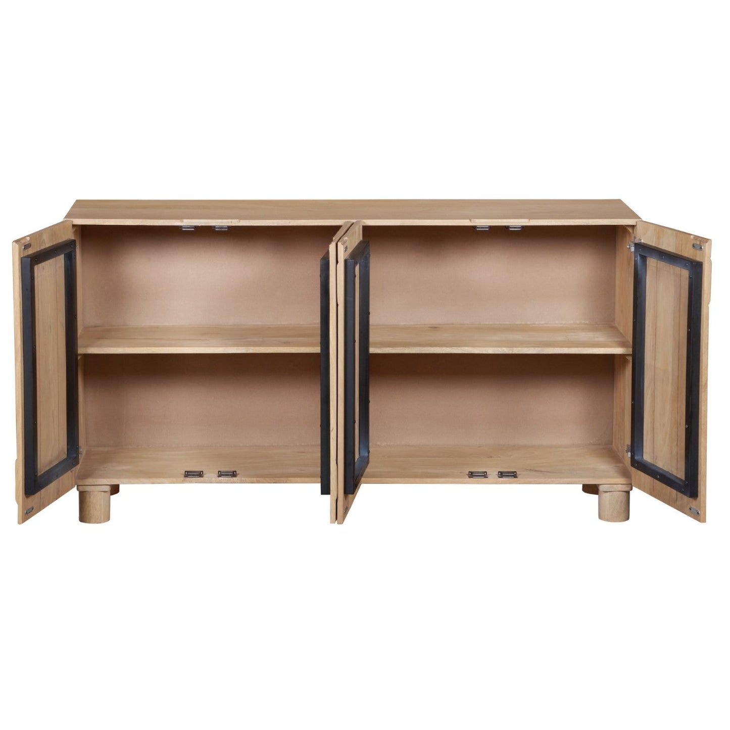 Amaze Contemporary Solid Mango Wood Sideboard with 4 Door in White Wash Finish