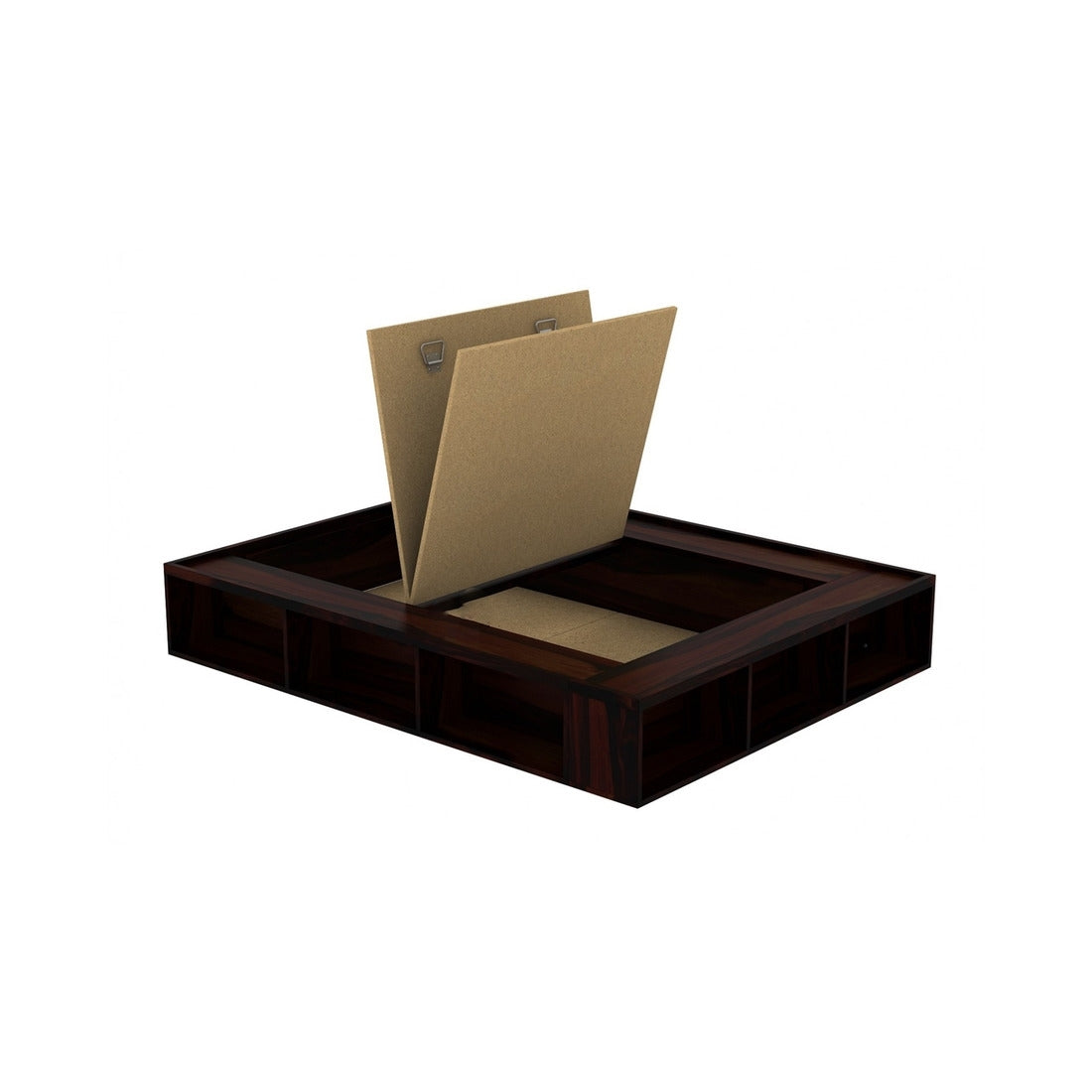 Unicorn Solid Wood Queen Size Drawer Storage Bed In Walnut Finish