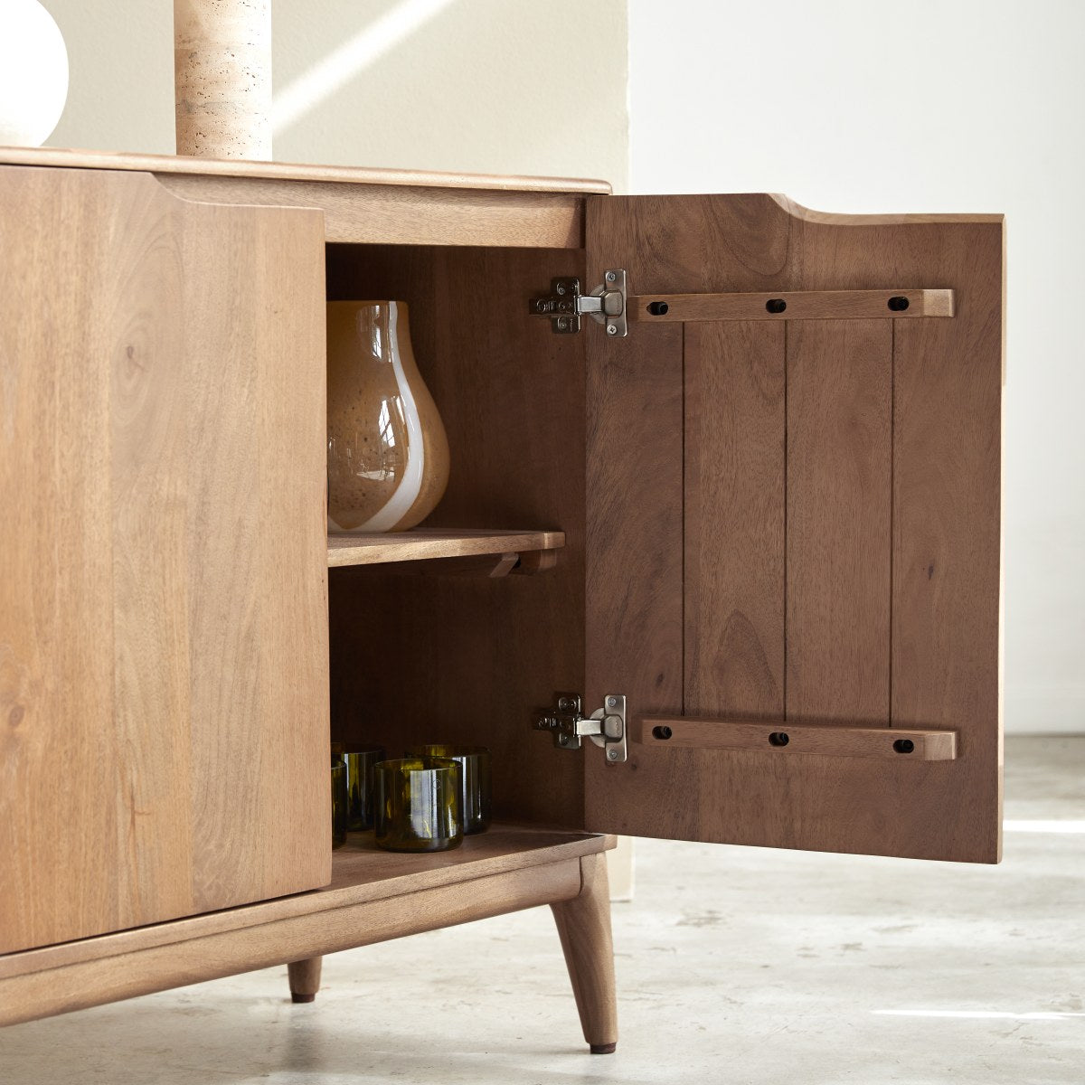Scandi-MCM 4-Door Sideboard In Light Oak Finish