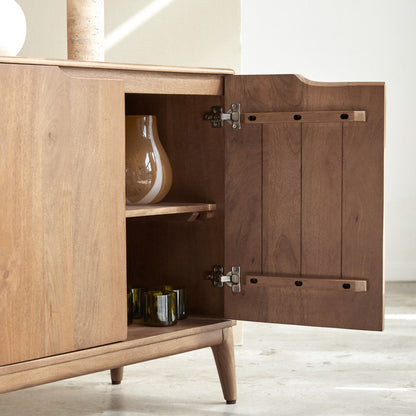 Scandi-MCM 4-Door Sideboard In Light Oak Finish