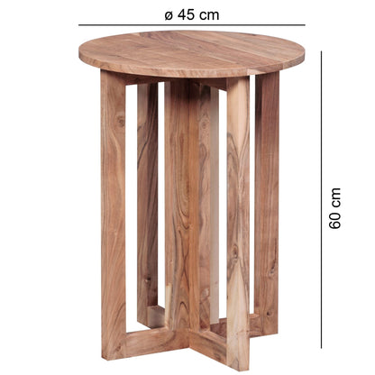 Hand Carved Mango Wood Round Side Table