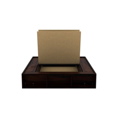 Unicorn Solid Wood Queen Size Drawer Storage Bed In Walnut Finish