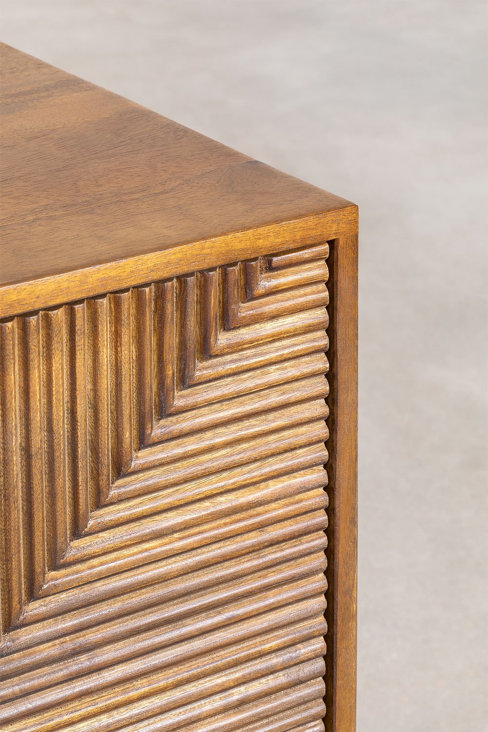 Elysian Fluted Mango Wood Sideboard | 3 Door in Natural Finish with Brushed Gold Legs