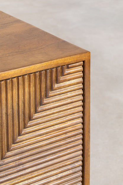 Elysian Fluted Mango Wood Sideboard | 3 Door in Natural Finish with Brushed Gold Legs