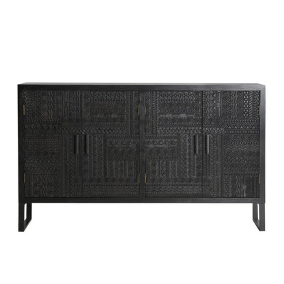 Admire Solid Mango wood Sideboard with 4 Door in Dark Finish with Metal Base