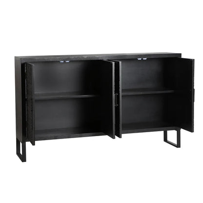 Admire Solid Mango wood Sideboard with 4 Door in Dark Finish with Metal Base