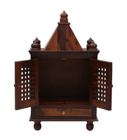 Sheesham Wood Mandir with Door | Floor Rested Home Temple