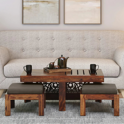 The Heritage Nest Solid Sheesham Coffee Table Set