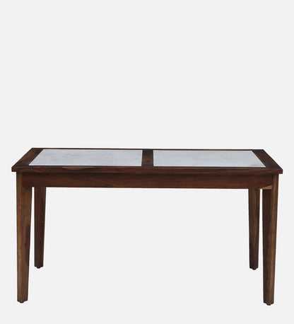 Gistel Sheesham Wood 6 Seater Dining Set In Scratch Resistant Provincial Teak Finish With Marble Top