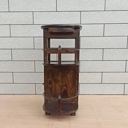 Logan Bar Cabinet Walnut Finish Server Trolley with Drawer & Bottle Rack