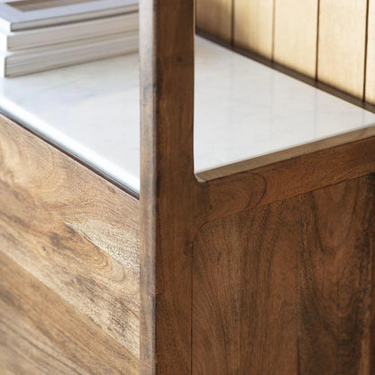 Cher Solid Acacia Wood Open Bookshelf in Provincial Finish