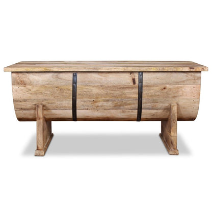Rustic Mango Wood Barrel Trunk Coffee Table with Storage