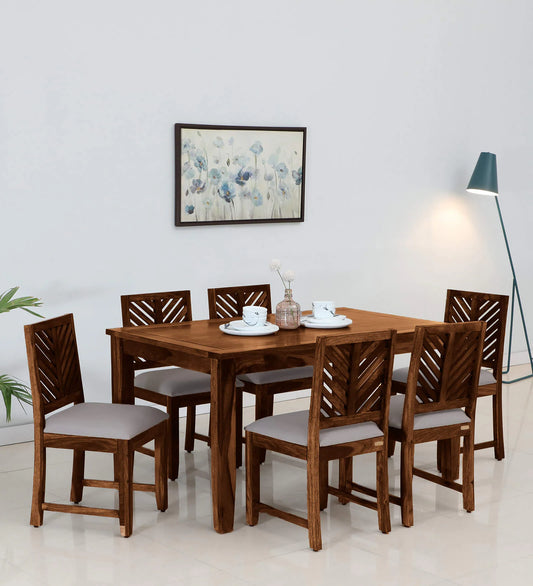 Dark Sheesham Wood 6 Seater Dining Set In Provincial Teak Finish