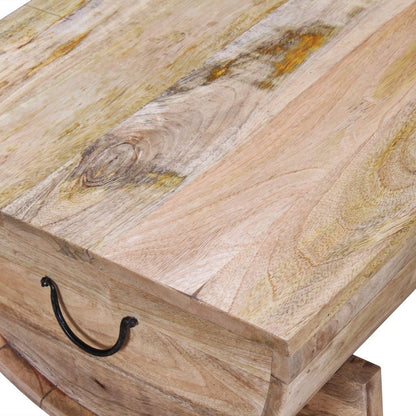 Rustic Mango Wood Barrel Trunk Coffee Table with Storage