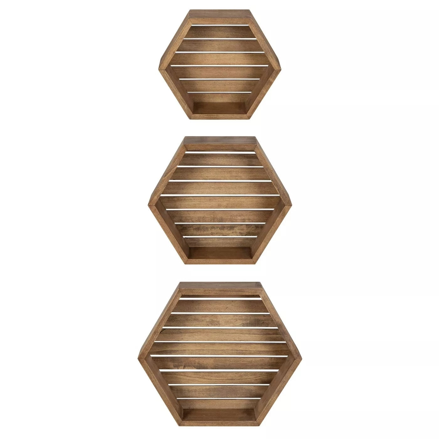 Hexagonal Wood Shelf Set of 3