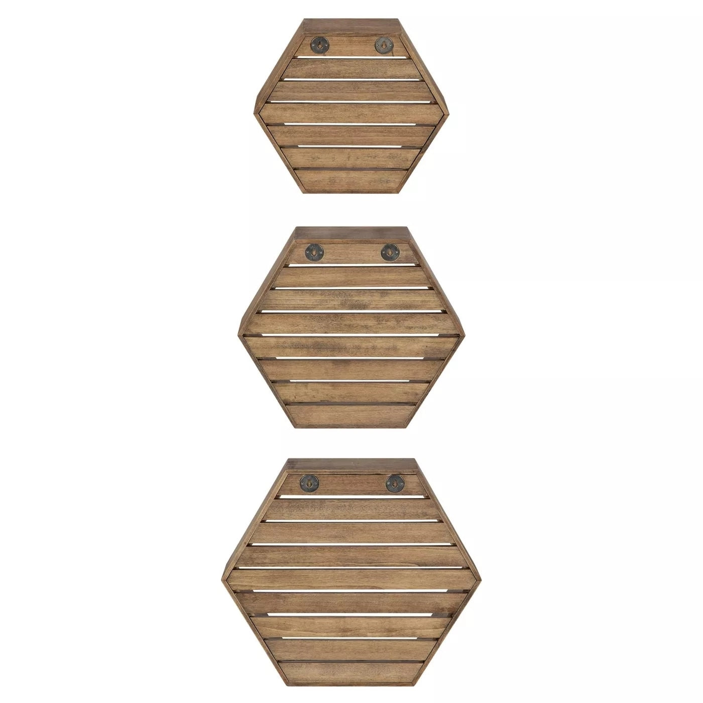 Hexagonal Wood Shelf Set of 3