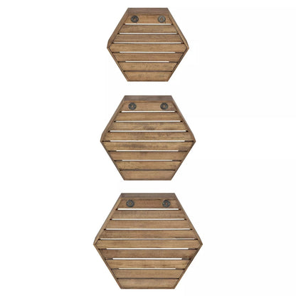 Hexagonal Wood Shelf Set of 3