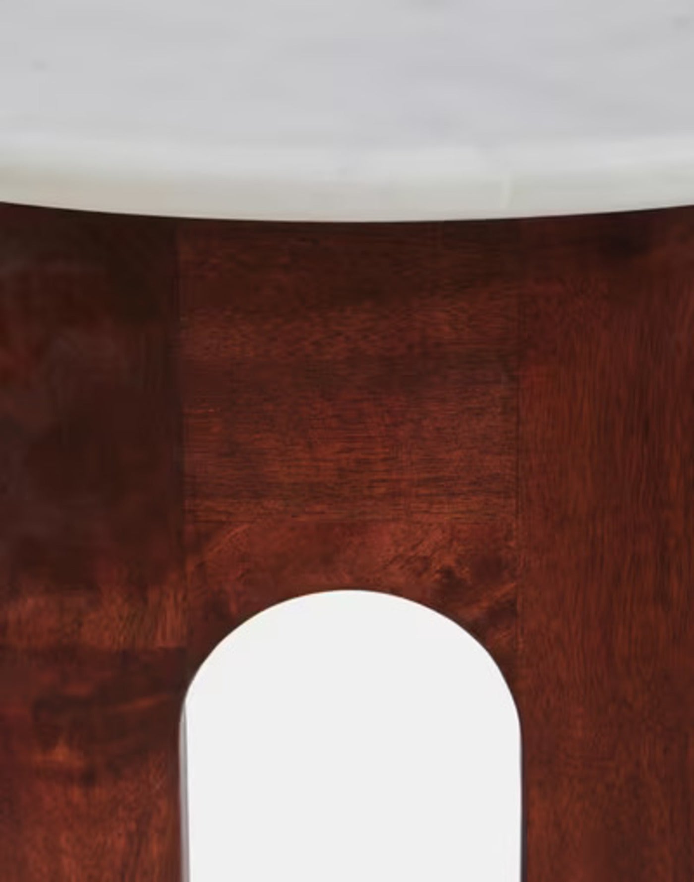 Modern Round Mango Wood Marble Top Side Table