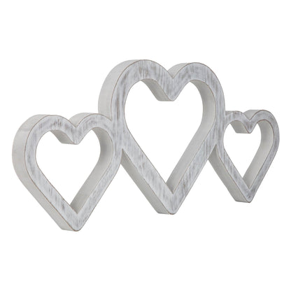 Large Whitewashed Triple Heart Wood| Love Accent for Wall or Shelf