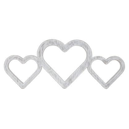 Large Whitewashed Triple Heart Wood| Love Accent for Wall or Shelf