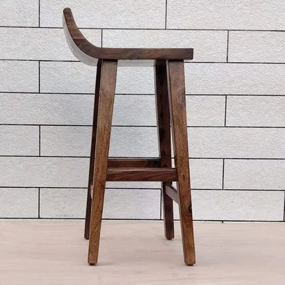 Mac Solid Wood Bar Chair with Contoured Seat and Curved Backrest