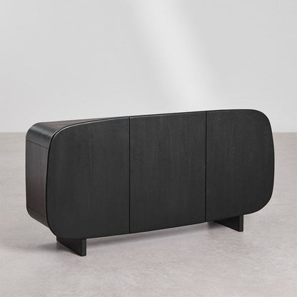 Sleek Black Solid Mango wood Sideboard with 3 Door