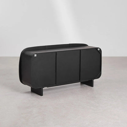 Sleek Black Solid Mango wood Sideboard with 3 Door