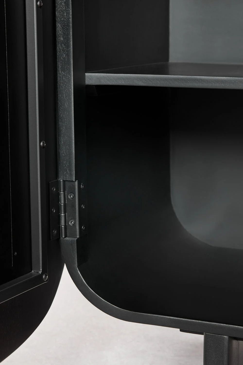Sleek Black Solid Mango wood Sideboard with 3 Door
