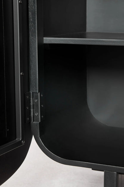 Sleek Black Solid Mango wood Sideboard with 3 Door