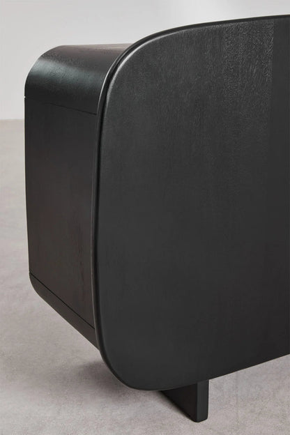 Sleek Black Solid Mango wood Sideboard with 3 Door