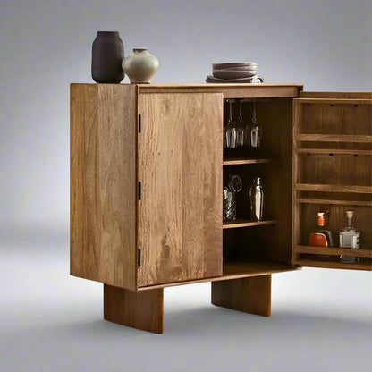 Rustic Solid Wood Bar Cabinet