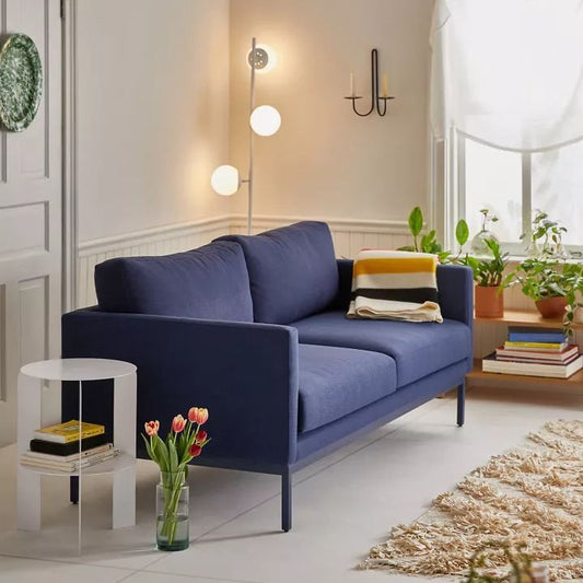 Helios Modern Navy Blue Upholstered 2-Seater Sofa