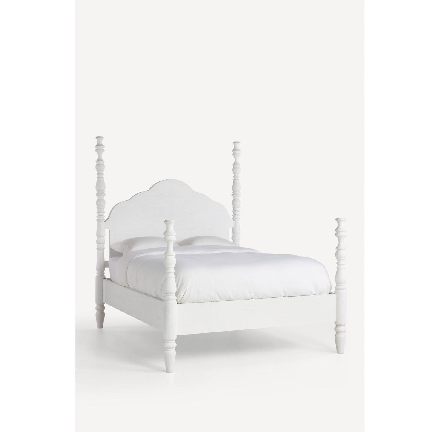 Tiana Solid Mango Wood King Size Non Storage Bed in White Finish