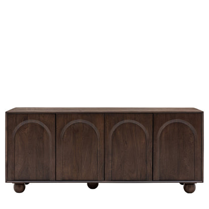 UrbanAura Wooden Sideboard With 4 Door in Dark Finish