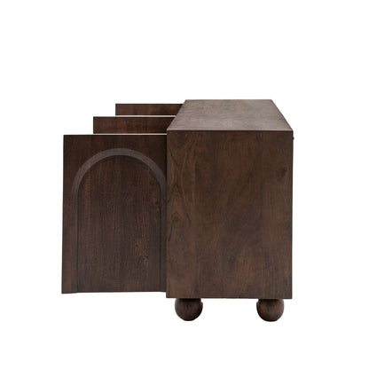 UrbanAura Wooden Sideboard With 4 Door in Dark Finish
